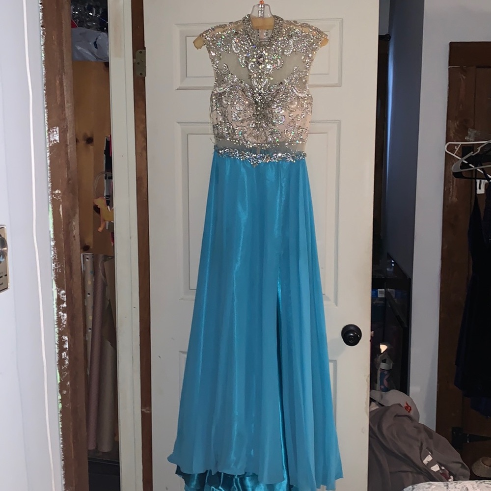 Gorgeous sheer top beaded ball gown